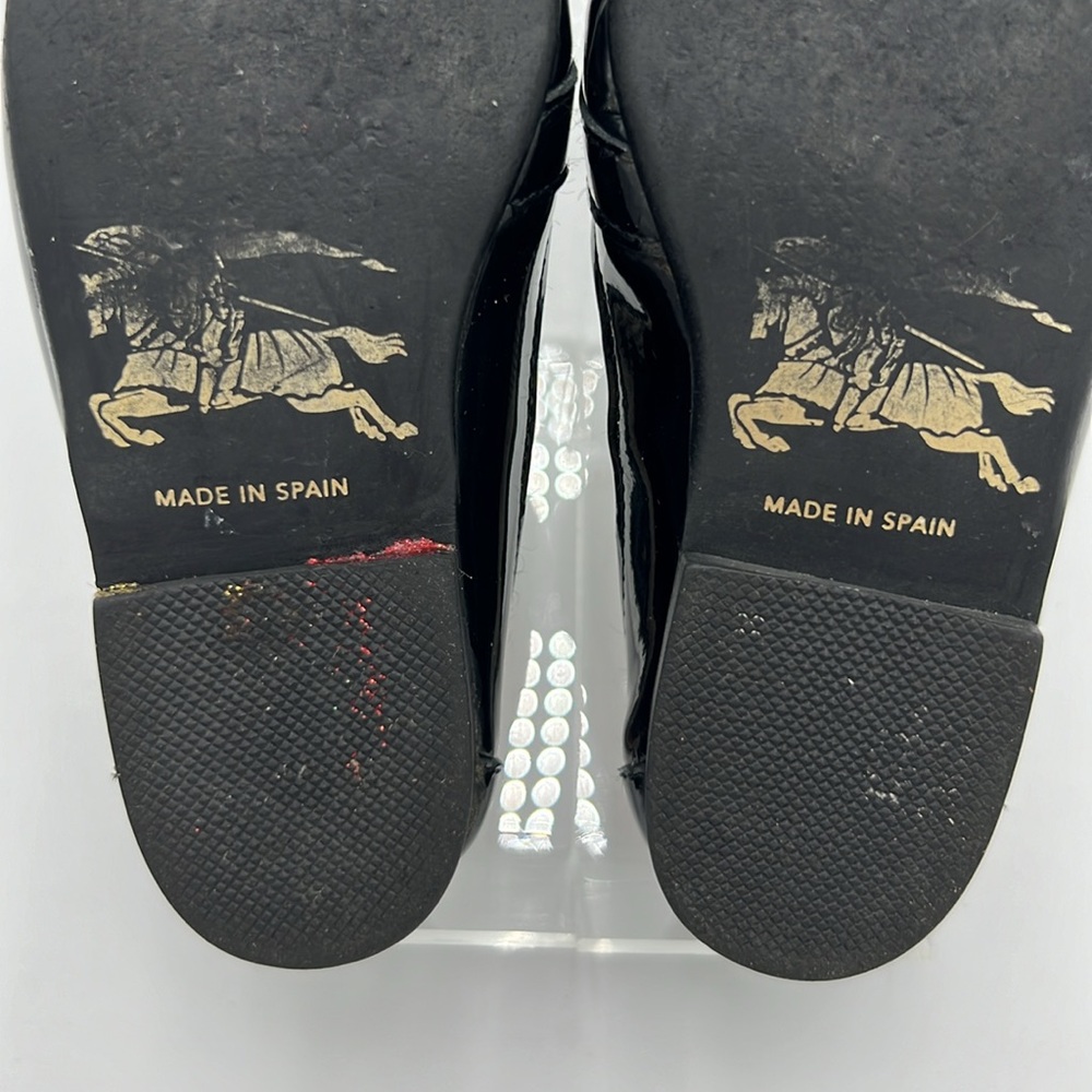 BURBERRY GIRLS PATENT LEATHER NOVA CHECK BLACK BALLERINA FLAT SZ 5C - Picture 11 of 15